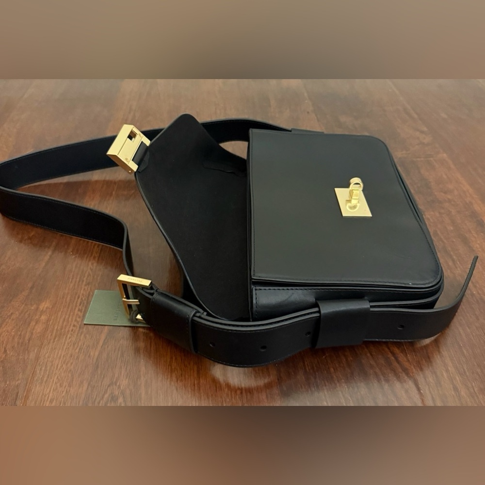 NWT All Saints Etienne Black Leather Shoulder Bag - Picture 14 of 16